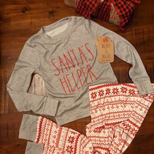Size 6 NWT Rae Dunn Holiday Christmas family  kids pajamas | SANTAS HELPER pjs